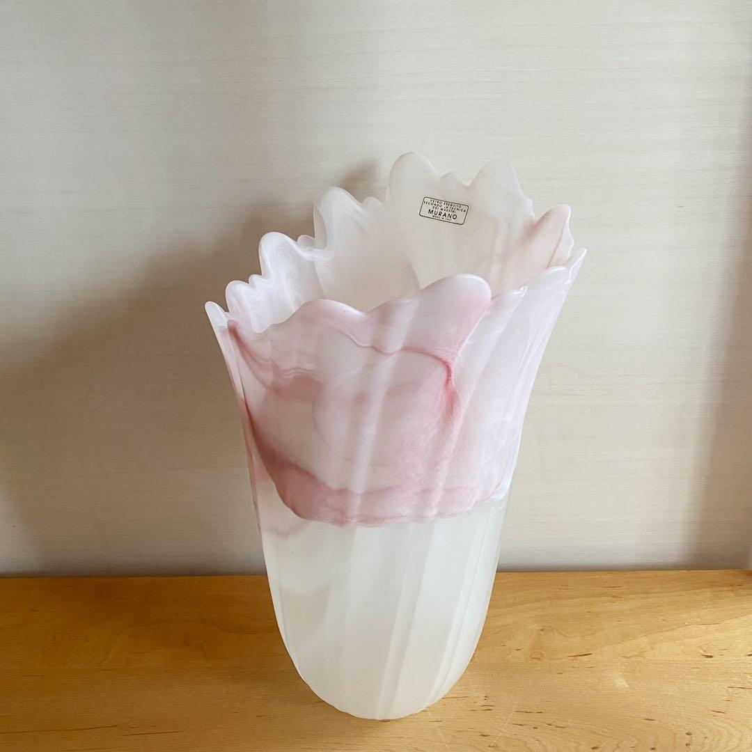 MURANO ムラーノ マーブル フリルフラワーベース 花瓶 ヴェネチアングラス