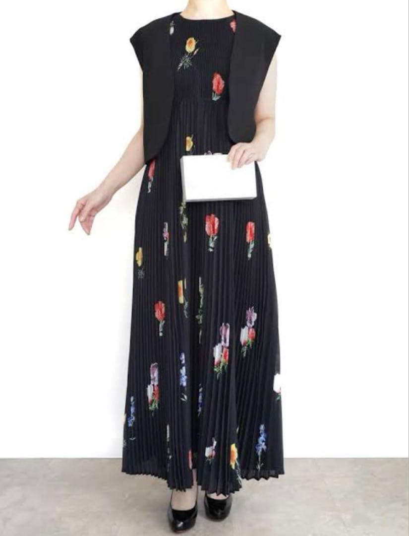 AMERI EMMA VEST SET PLEATS DRESS ブラック