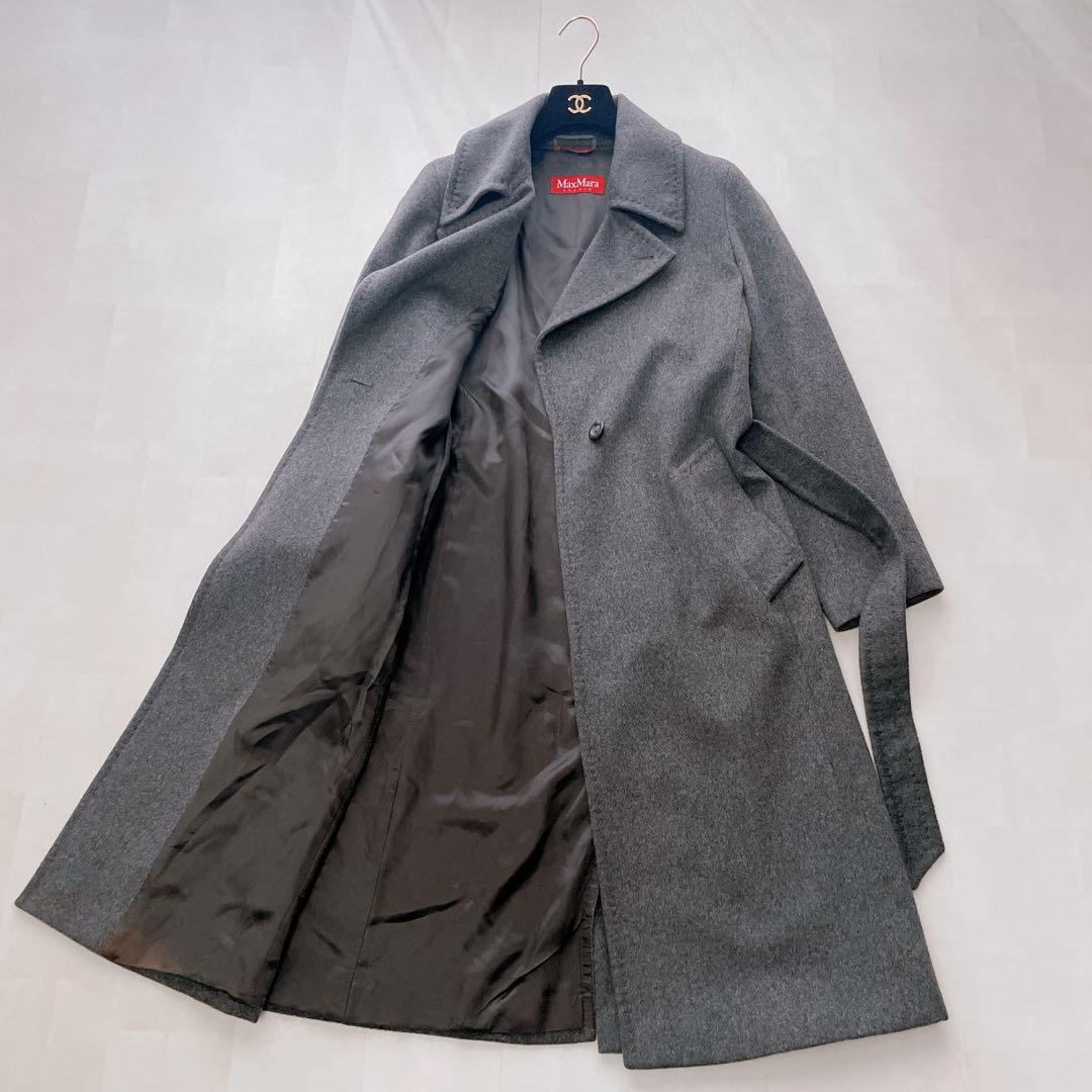 極美品✨マックスマーラ カシミヤ100% ベルテッドコート グレー 40 L