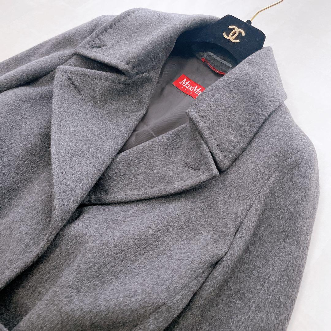 極美品✨マックスマーラ カシミヤ100% ベルテッドコート グレー 40 L