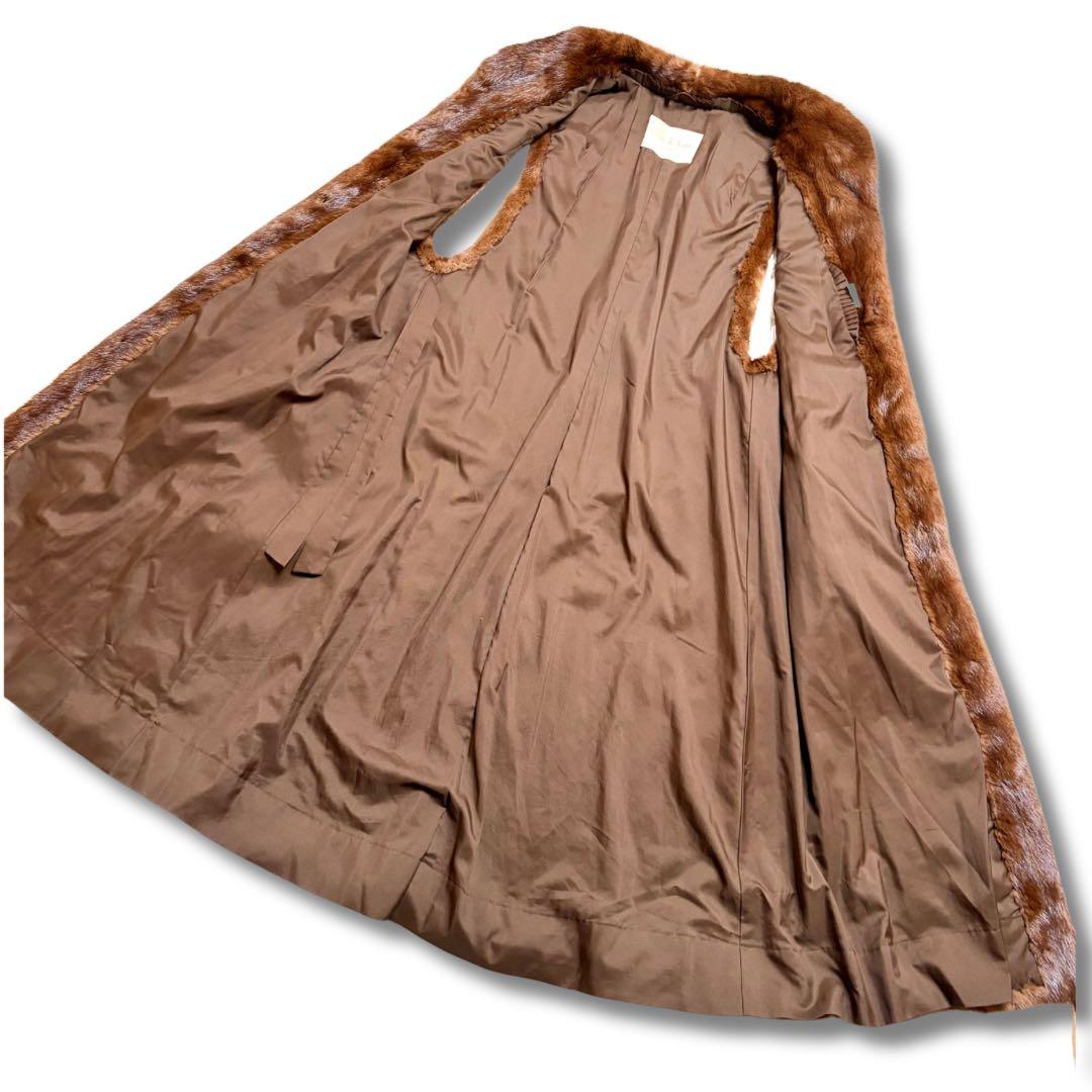 【美品/着丈108cm✨】デミバフミンク リアルファー ロングベスト 本毛皮 貂