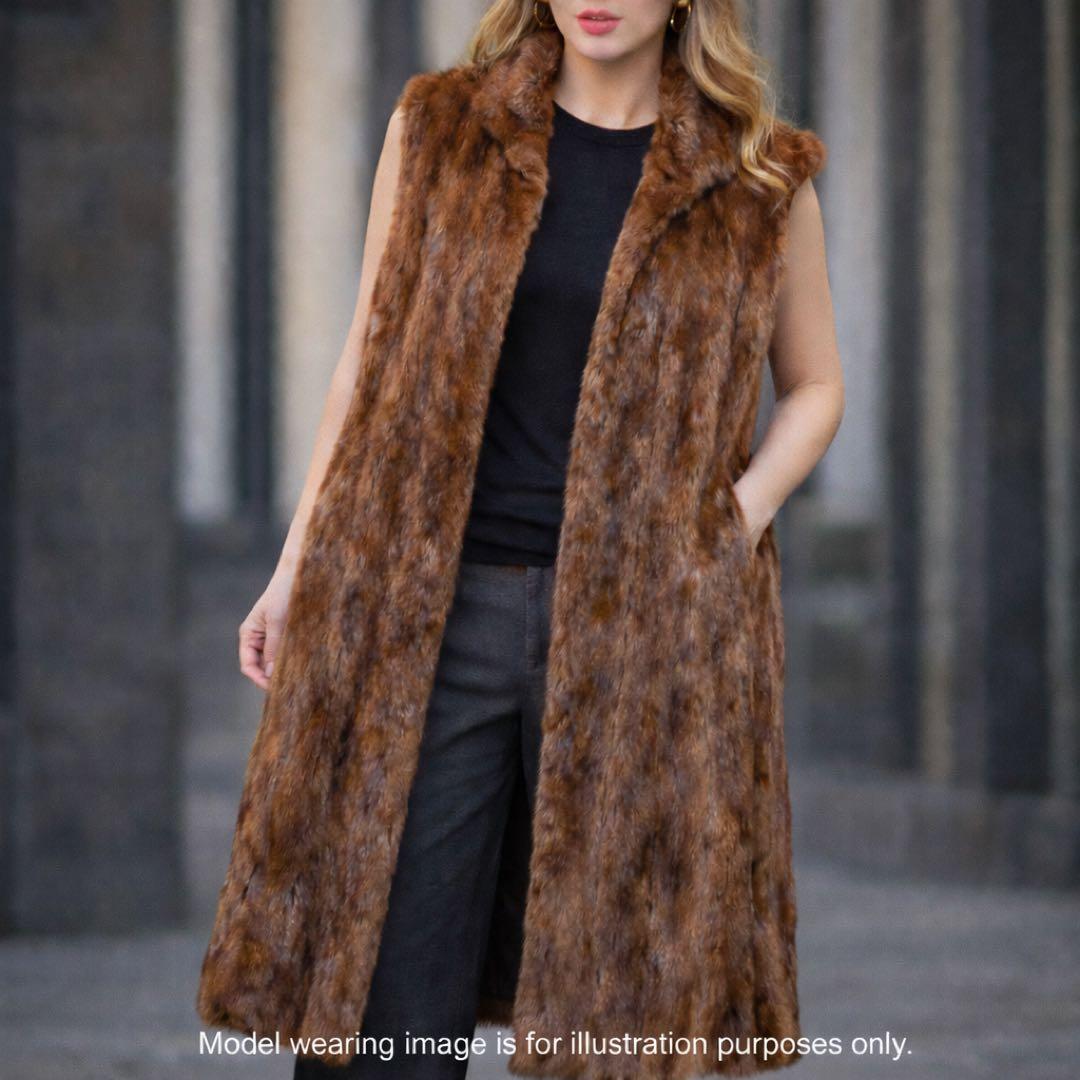 【美品/着丈108cm✨】デミバフミンク リアルファー ロングベスト 本毛皮 貂