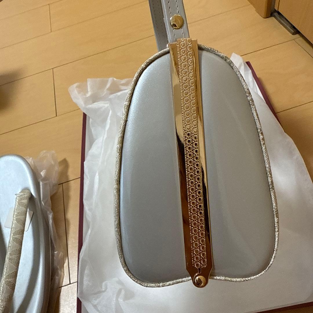 アイボリー花柄和装用バッグと草履セット
