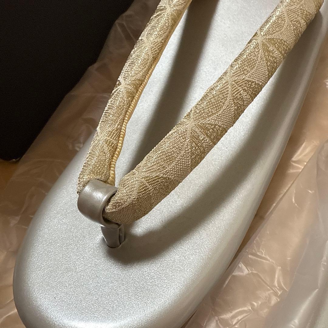 アイボリー花柄和装用バッグと草履セット