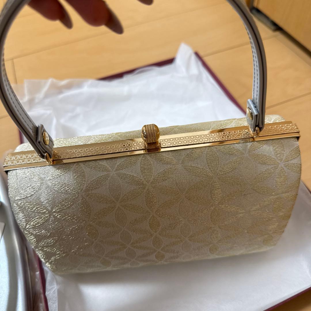 アイボリー花柄和装用バッグと草履セット