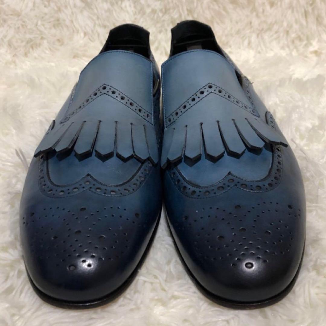 未使用✨サントーニ　ウィングチップシューズ メダリオン キルトタン　8 1/2