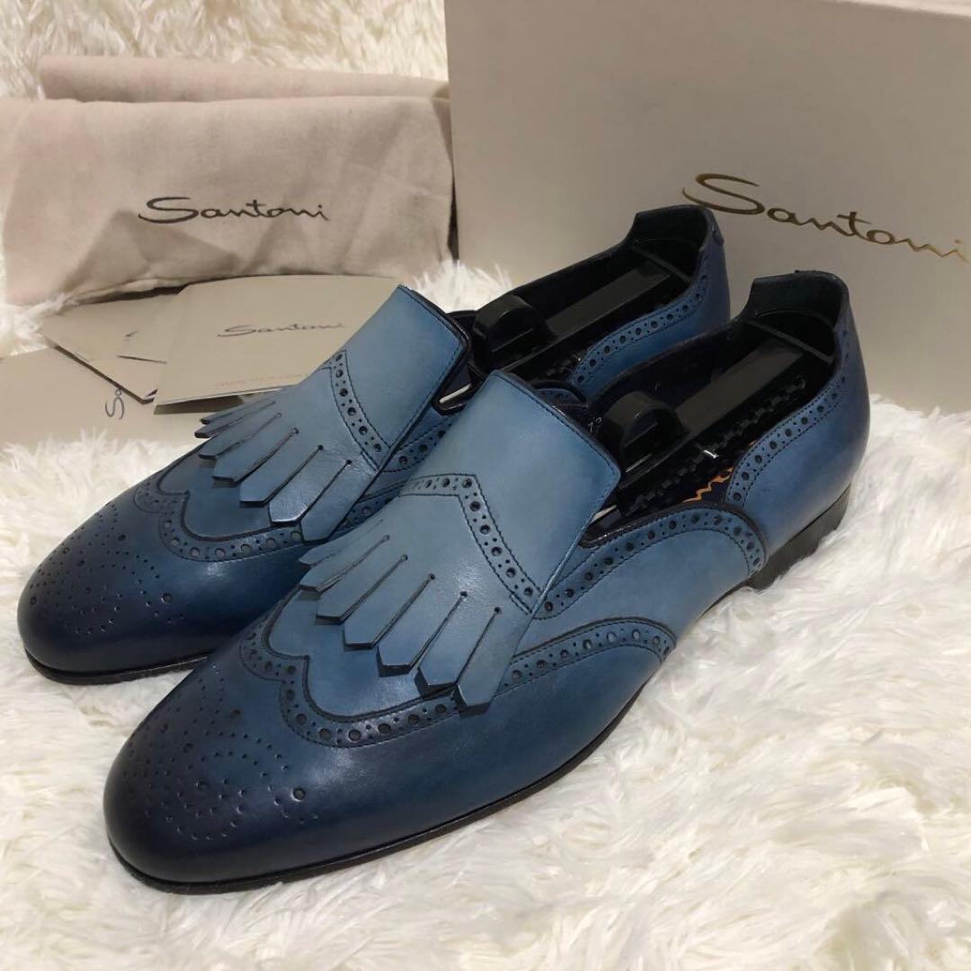未使用✨サントーニ　ウィングチップシューズ メダリオン キルトタン　8 1/2