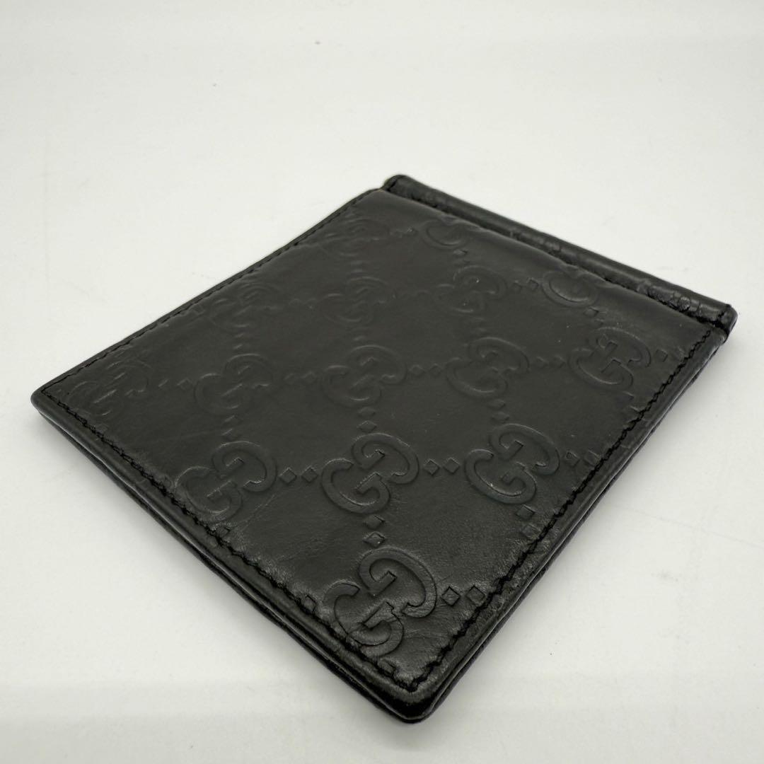 ✨美品✨グッチ マネークリップ 札入れ 財布 シマレザー GG柄 ブラック