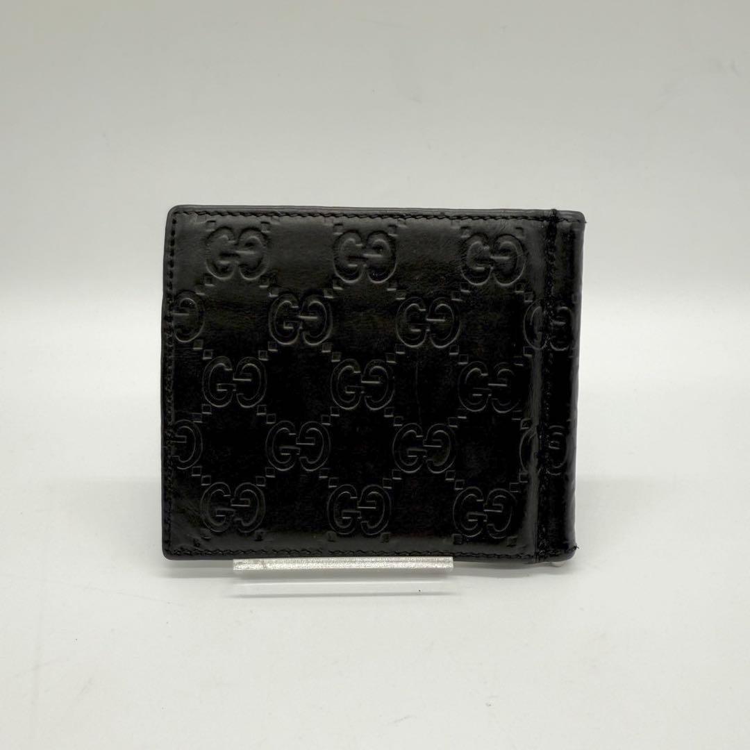 ✨美品✨グッチ マネークリップ 札入れ 財布 シマレザー GG柄 ブラック