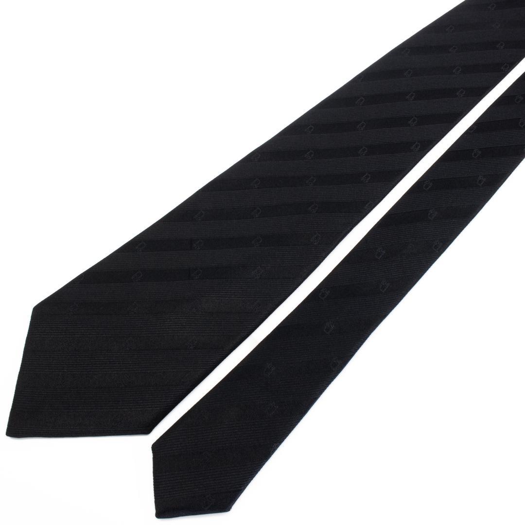 ディオール ネクタイ ジャガードタイ 黒 ブラック ストライプ ロゴ シンプル