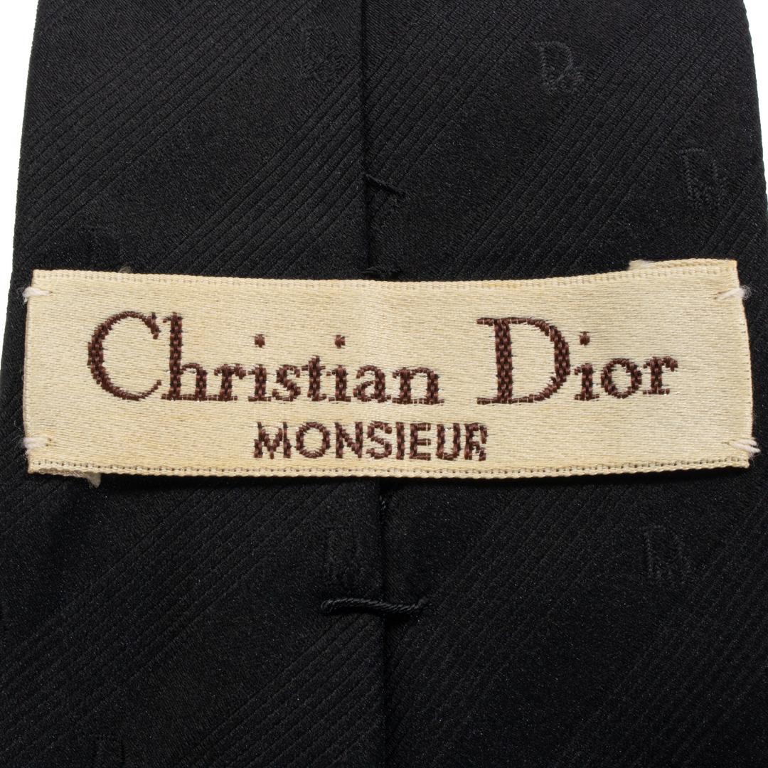 ディオール ネクタイ ジャガードタイ 黒 ブラック ストライプ ロゴ シンプル