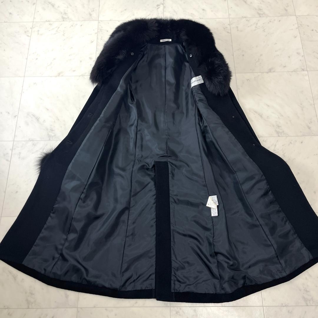 ピンキーアンドダイアン 36 ロングコート ベルテッド フォックス アンゴラ 黒