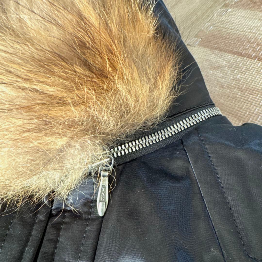 5351 Pour Les Hommes ダウンベスト　ラクーンファー　フード黒