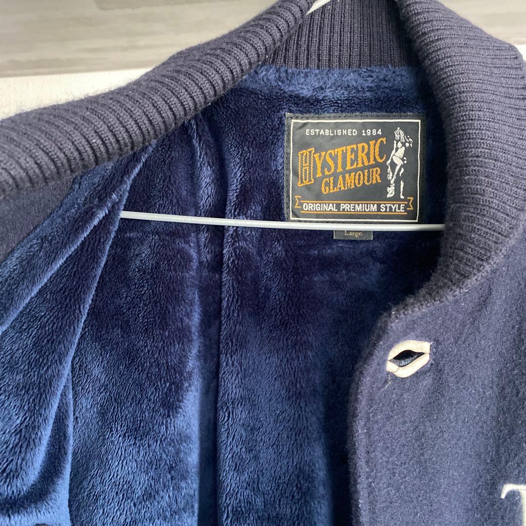 HYSTERIC GRAMOUR刺繍入りスタジャン ネイビー/アイボリー