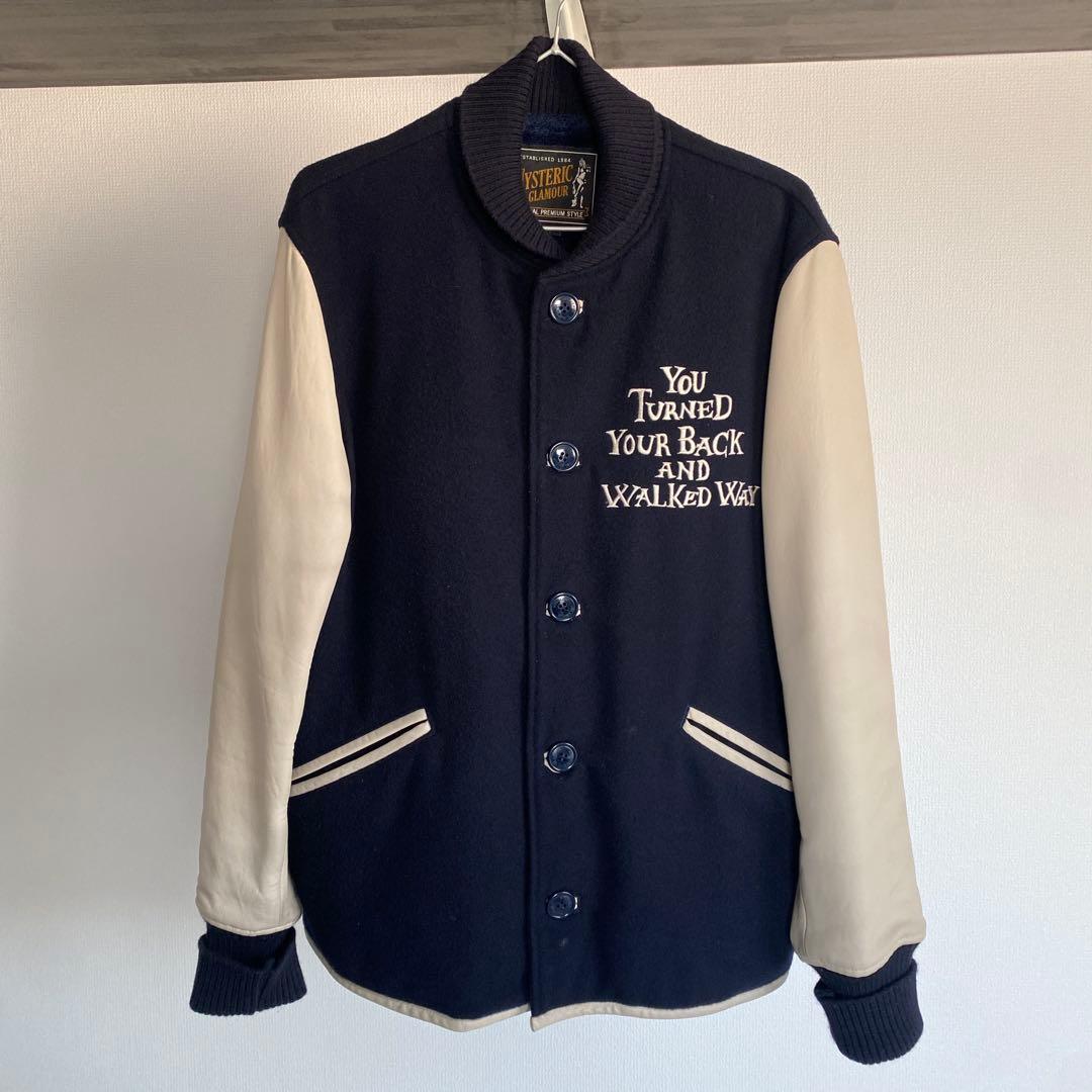 HYSTERIC GRAMOUR刺繍入りスタジャン ネイビー/アイボリー