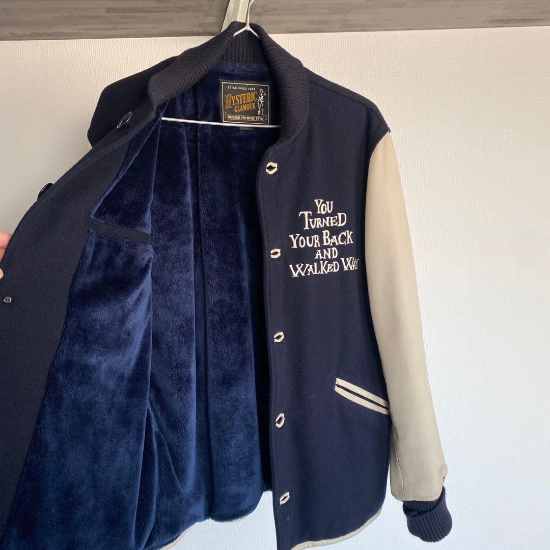 HYSTERIC GRAMOUR刺繍入りスタジャン ネイビー/アイボリー