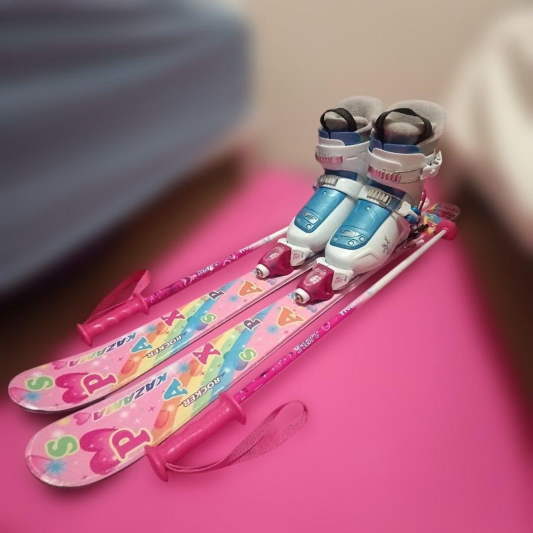 KAZAMA106cm☆ブーツ20−21.5cm☆ストック ジュニアスキー