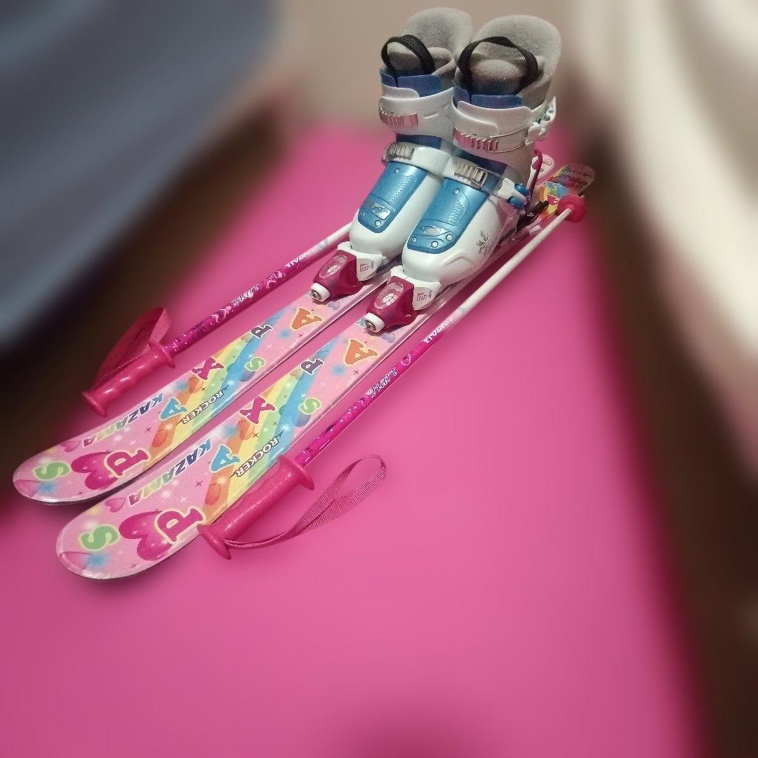 KAZAMA106cm☆ブーツ20−21.5cm☆ストック ジュニアスキー