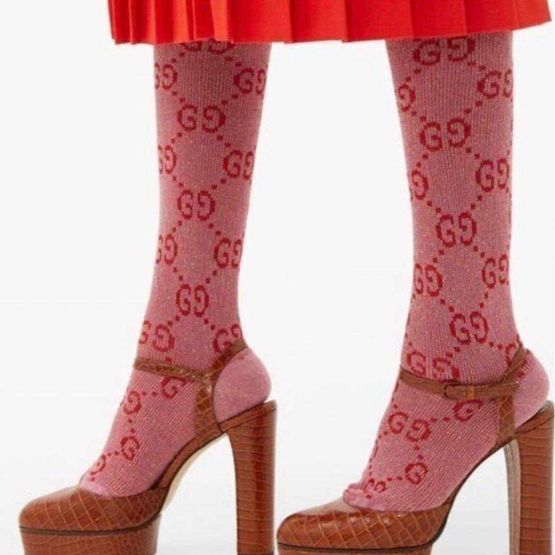 【未使用品】　GUCCI　グッチ　ソックス　ラメ　ファブリック　GG柄　廃盤　Ｓ