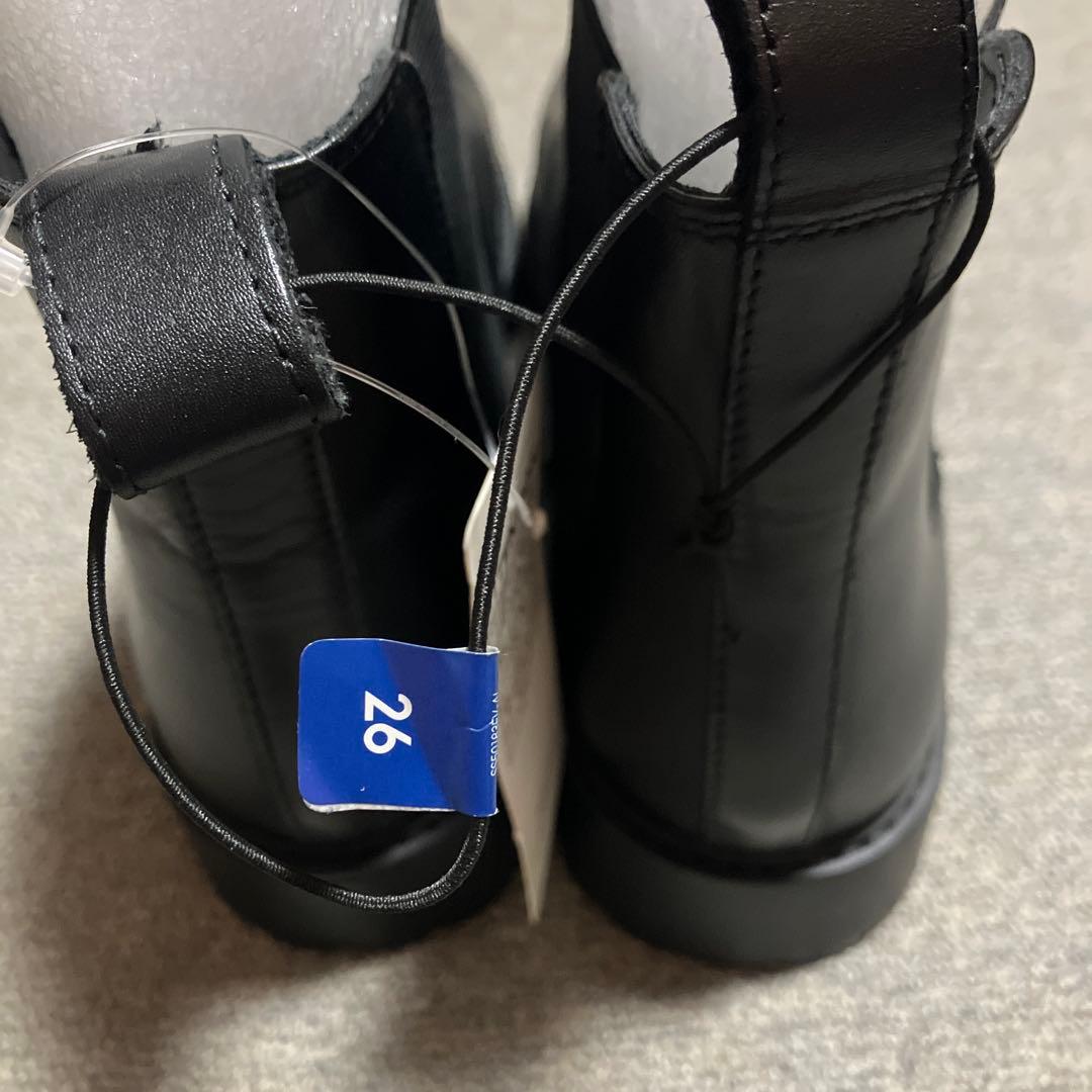 GU リアルレザー　サイドゴアブーツ　ブラック　26.0