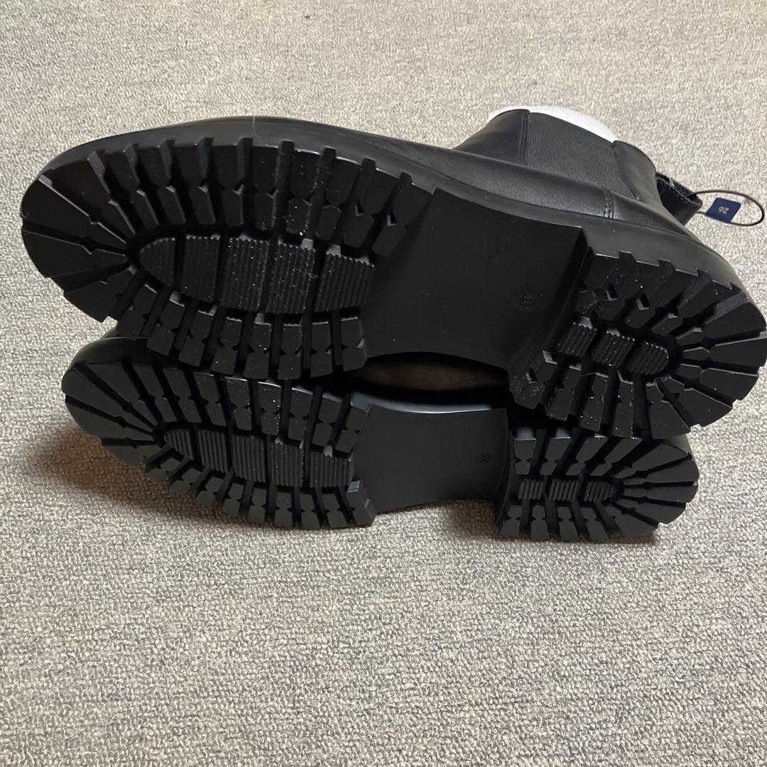 GU リアルレザー　サイドゴアブーツ　ブラック　26.0