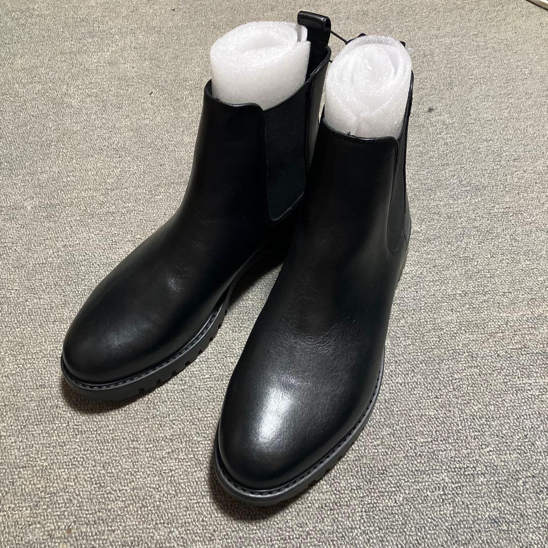GU リアルレザー　サイドゴアブーツ　ブラック　26.0