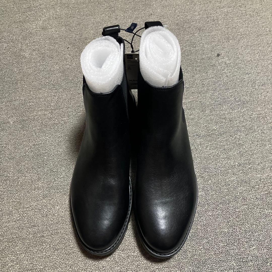 GU リアルレザー　サイドゴアブーツ　ブラック　26.0