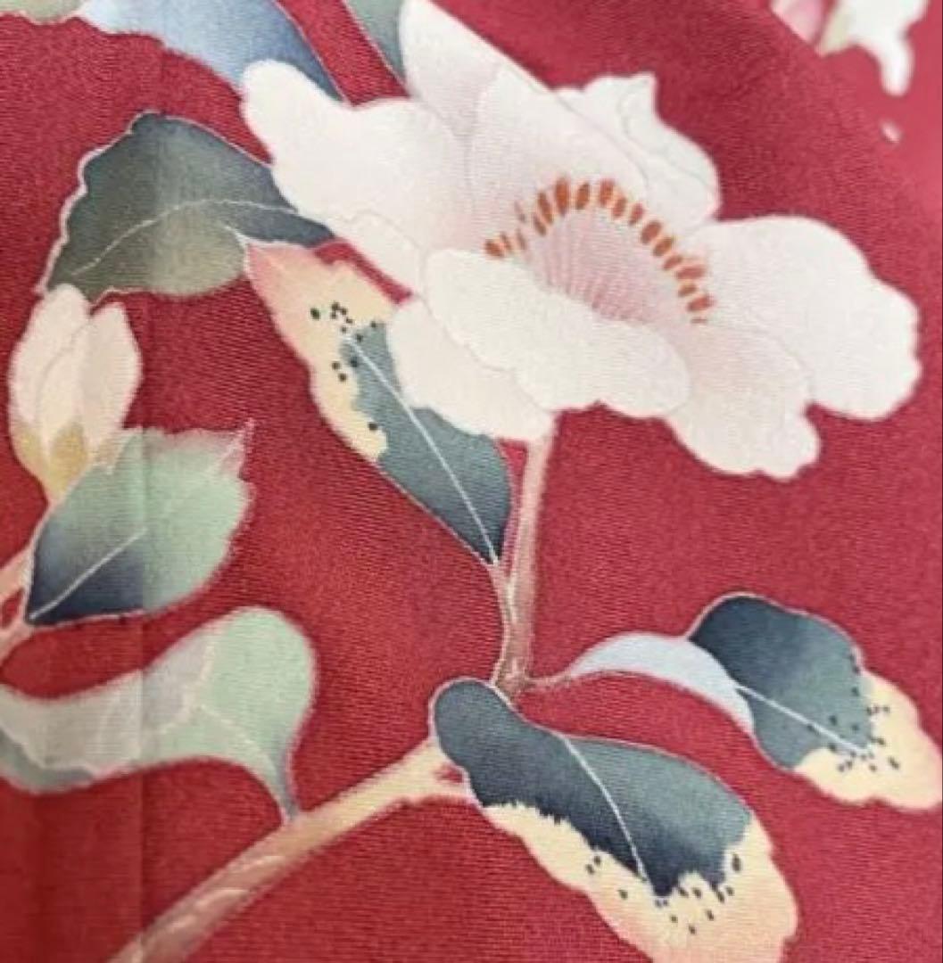 ★最終お値下げ★訪問着　フルセット　友禅　椿　蕾　赤