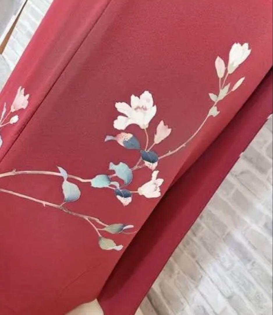 ★最終お値下げ★訪問着　フルセット　友禅　椿　蕾　赤
