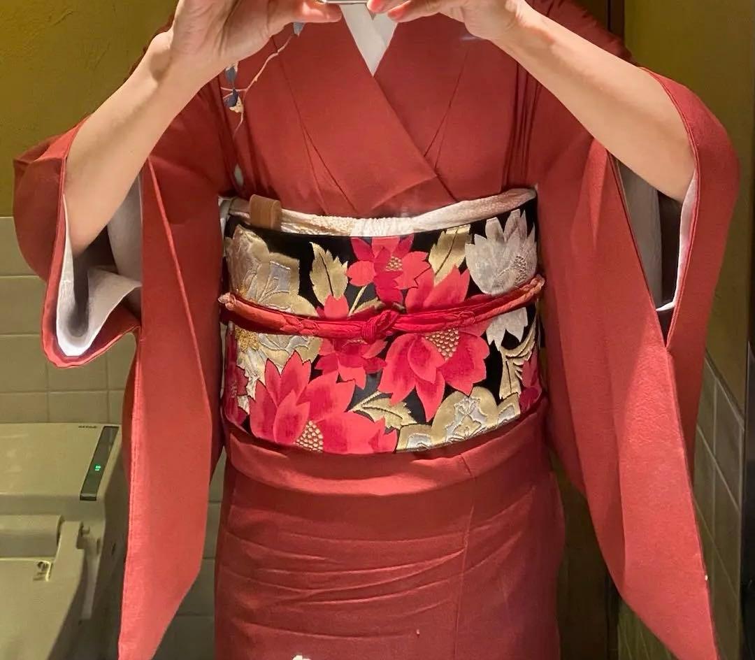 ★最終お値下げ★訪問着　フルセット　友禅　椿　蕾　赤