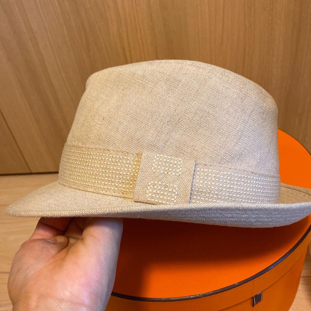 スパク⭐︎エルメス 帽子 ハット リネン&シルク 57