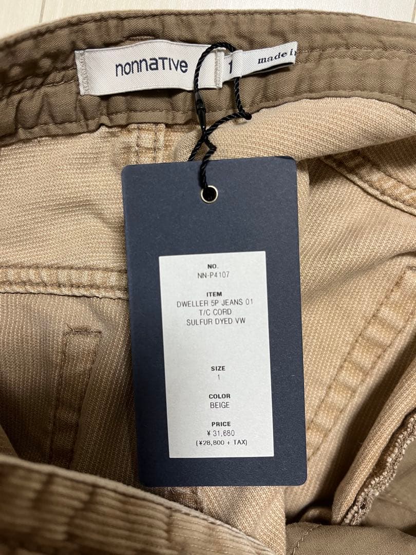 新品未使用タグ付き nonnative 5P JEANS 01 T/C CORD