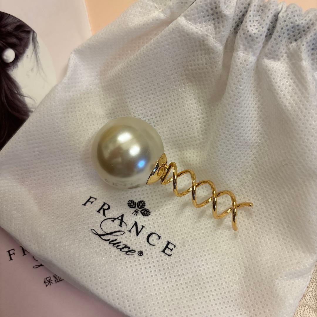 専用＊FRANCE Luxe パールスパイラルスクリューピン パール×ゴールドＬ