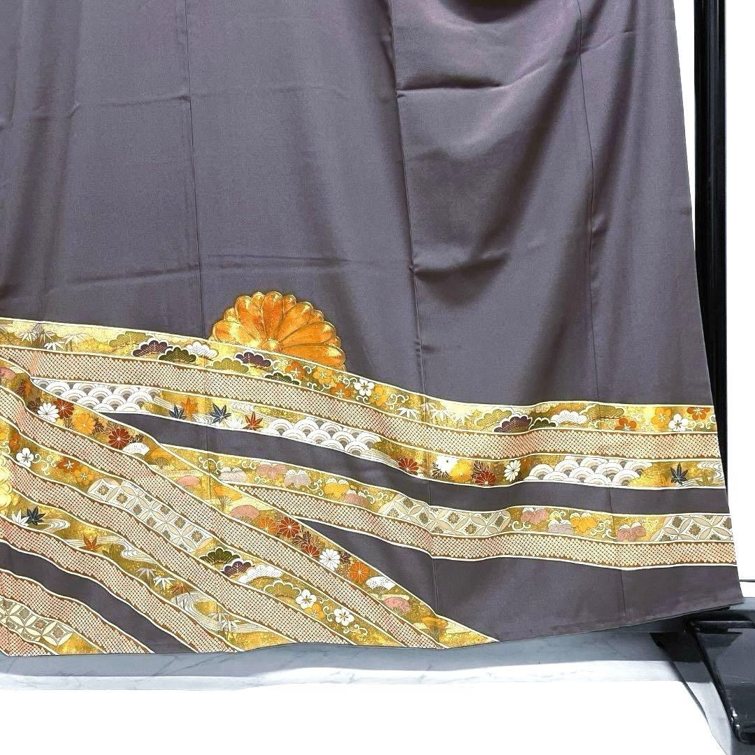 色留袖　金駒刺繍　三つ紋　菊花　七宝　青海波　松竹梅　着物　092a u