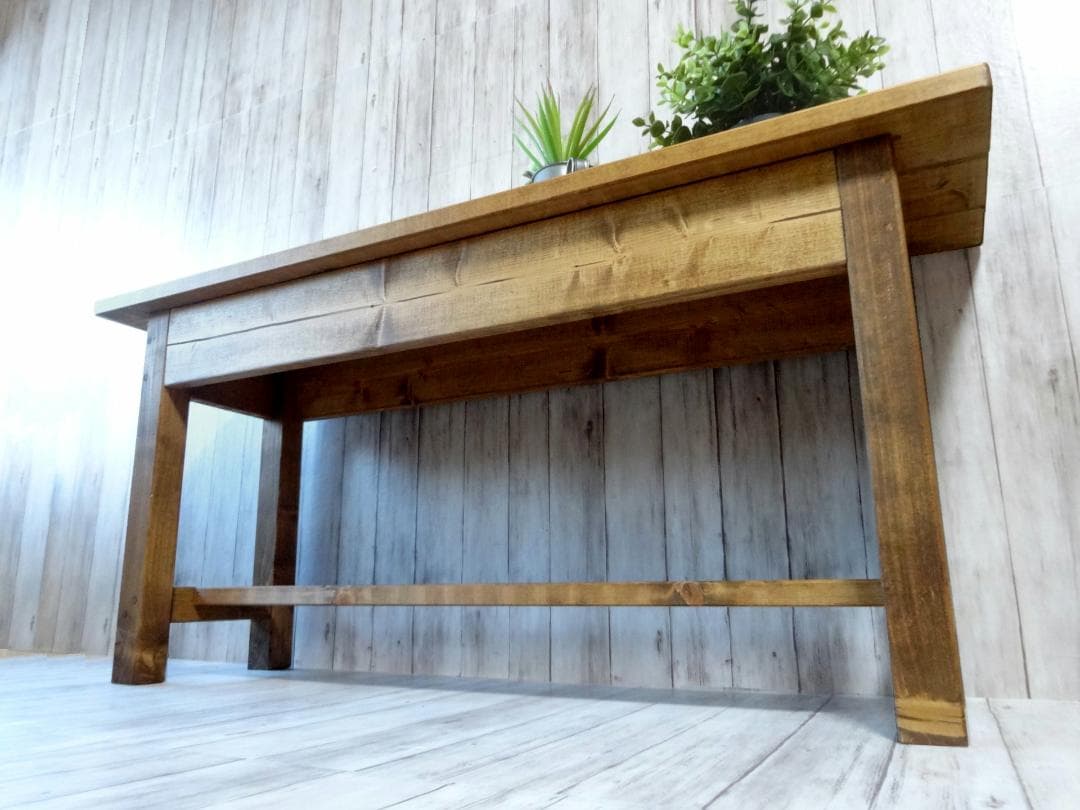 ハンドメイド ２人掛けベンチ (チーク色)