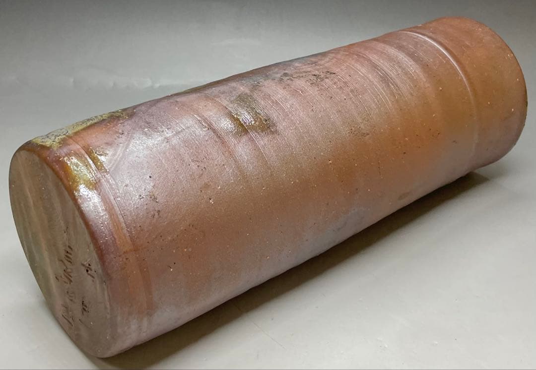 人間国宝　藤原雄　備前花入　平成元年　1月作　備前焼　共箱　共布　栞　S57