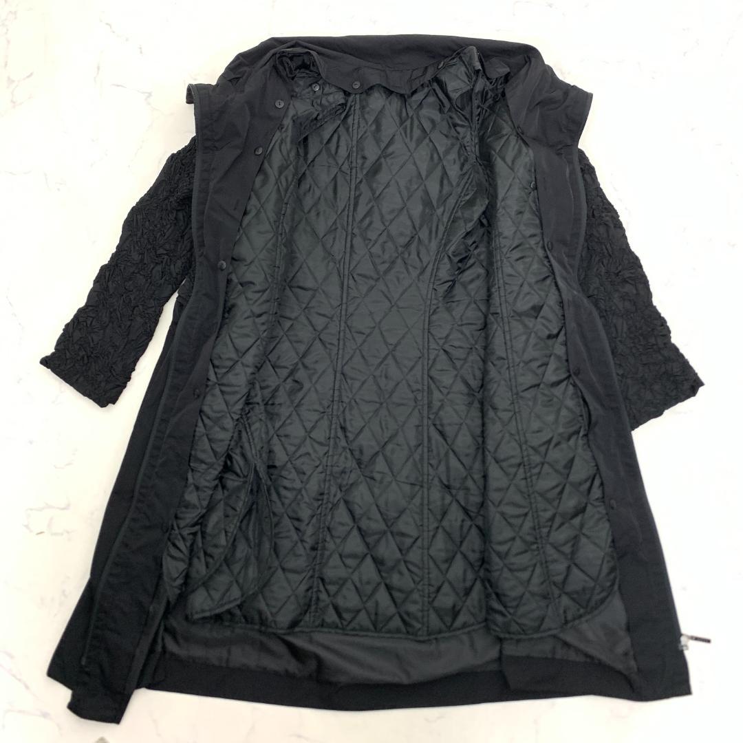 LA8404 ヒロコビス Aラインコート ブラック 黒 ポリエステル100％15