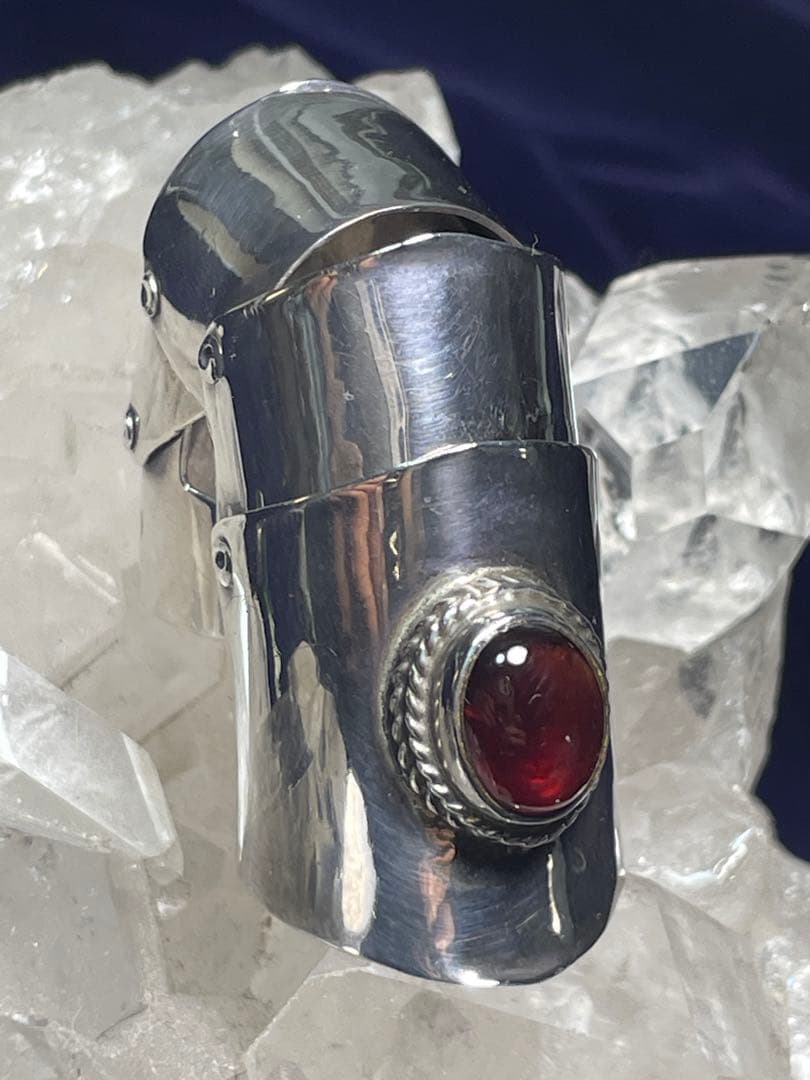 シルバー925 アーマーリング ガーネット付き刻印あり#15