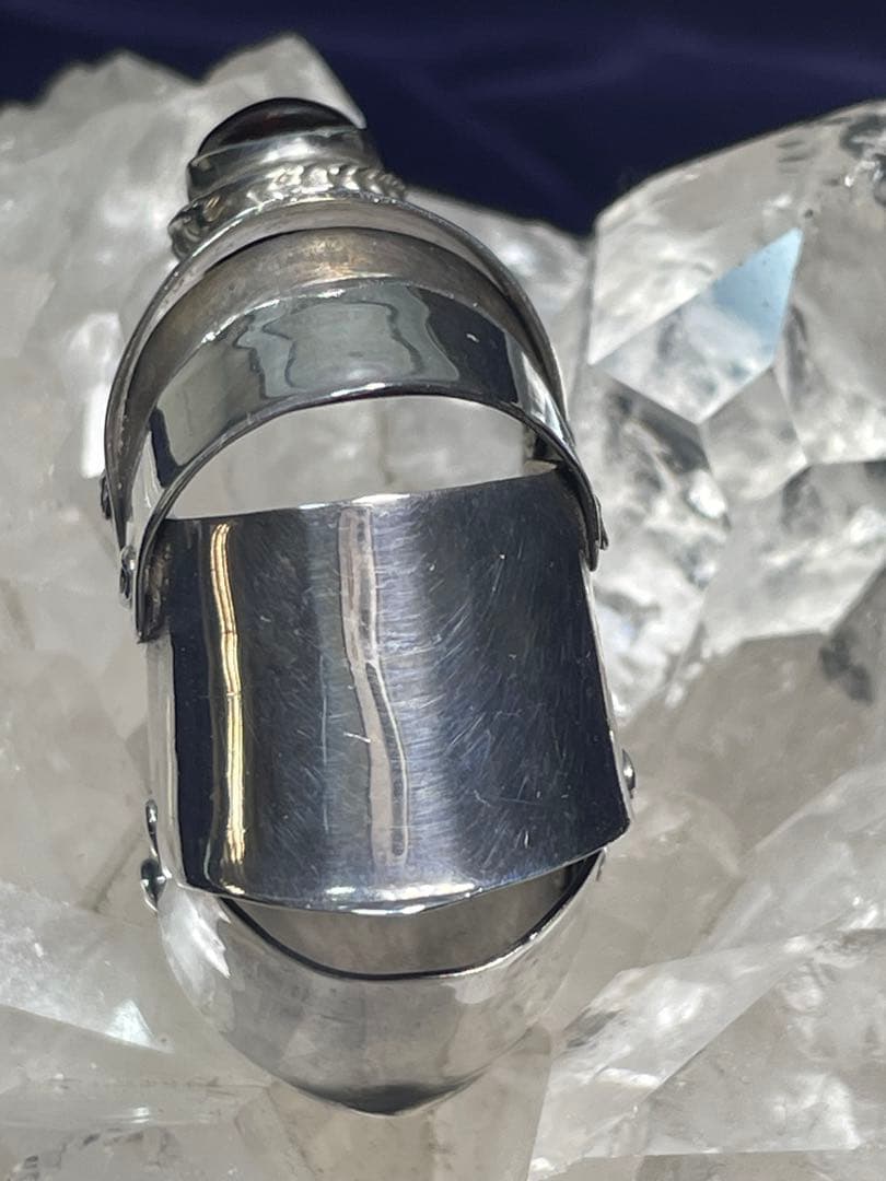 シルバー925 アーマーリング ガーネット付き刻印あり#15