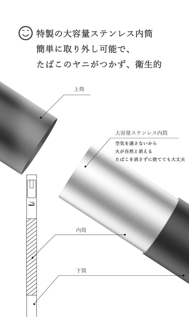 ☆値下げ、訳あり☆ オシャレ！スタンド 灰皿　丸型　ブラック