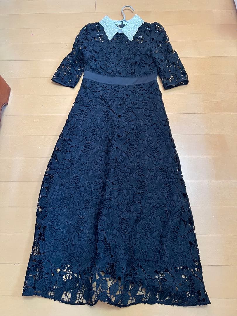 LEJA 花柄レースビジューカラーAラインワンピースドレス