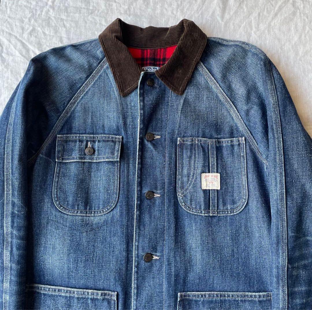 Polo by Ralph Lauren デニム カバーオール 裏地チェック M