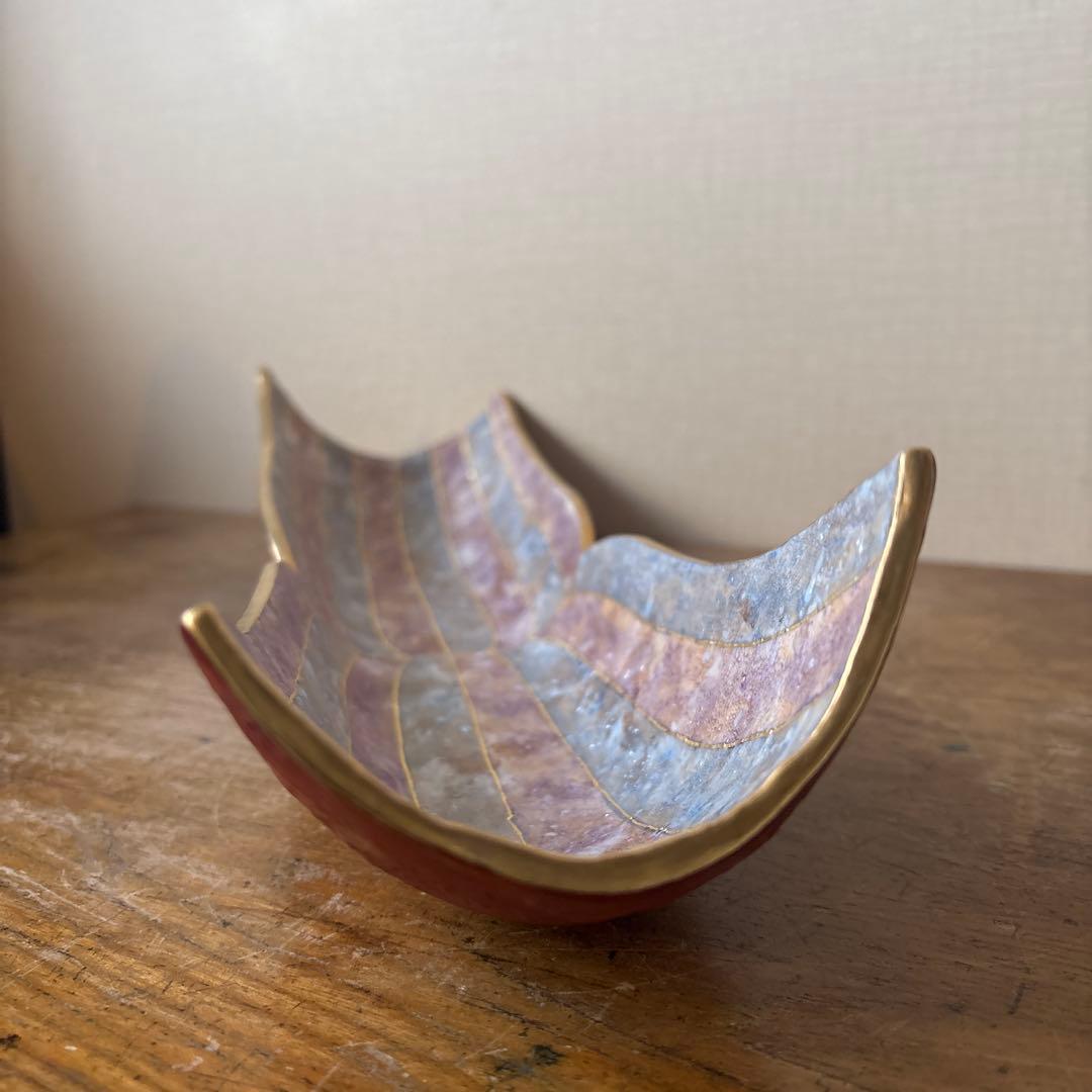 石川　九谷焼　吉田幸央　彩色金彩　板鉢　磁器製　器　工芸品