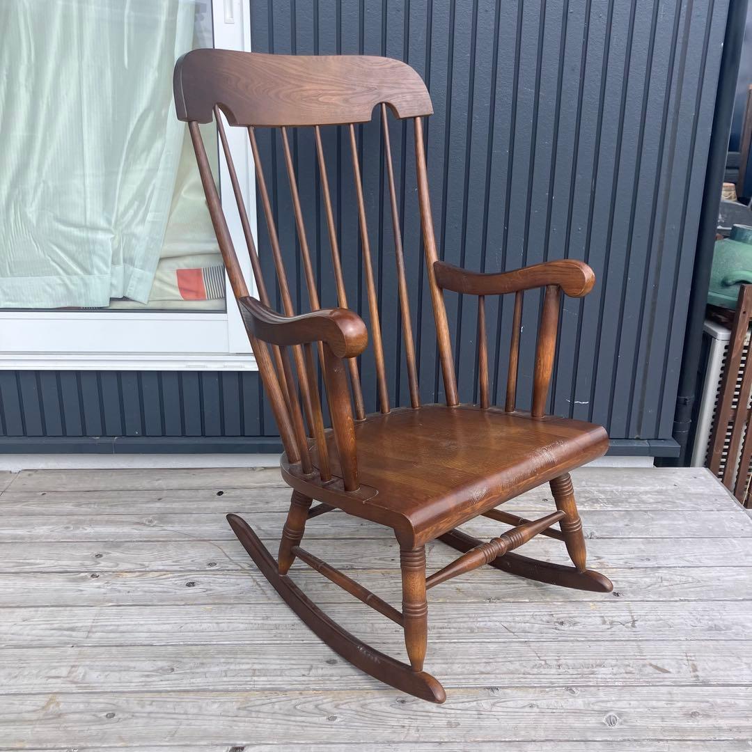 昭和レトロ 飛騨産業 キツツキ 木製 ロッキングチェア アームチェア 古家具