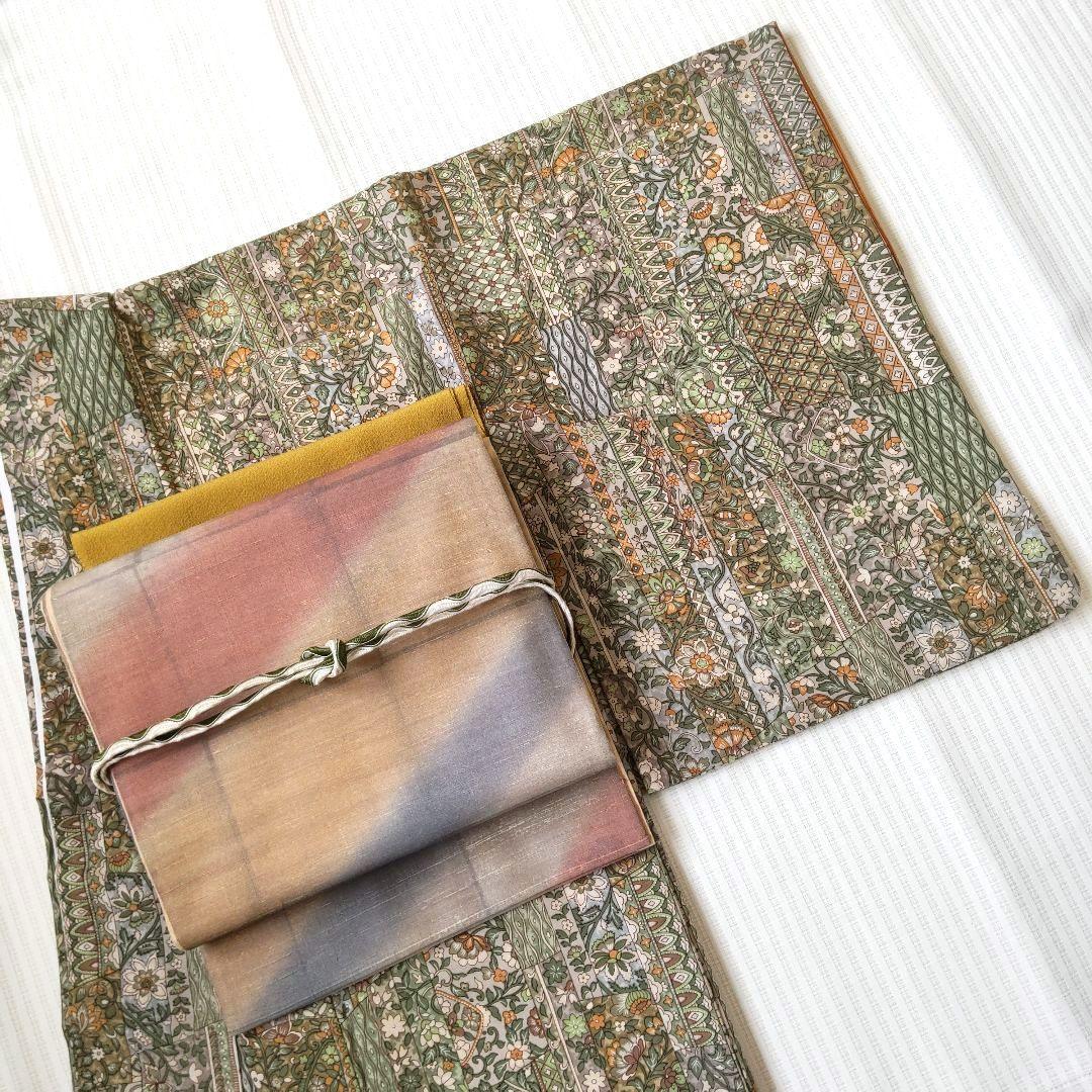 【洒落袋帯】やわらかくにじむ色彩◎和紙風の質感 くすみパステル 456cm