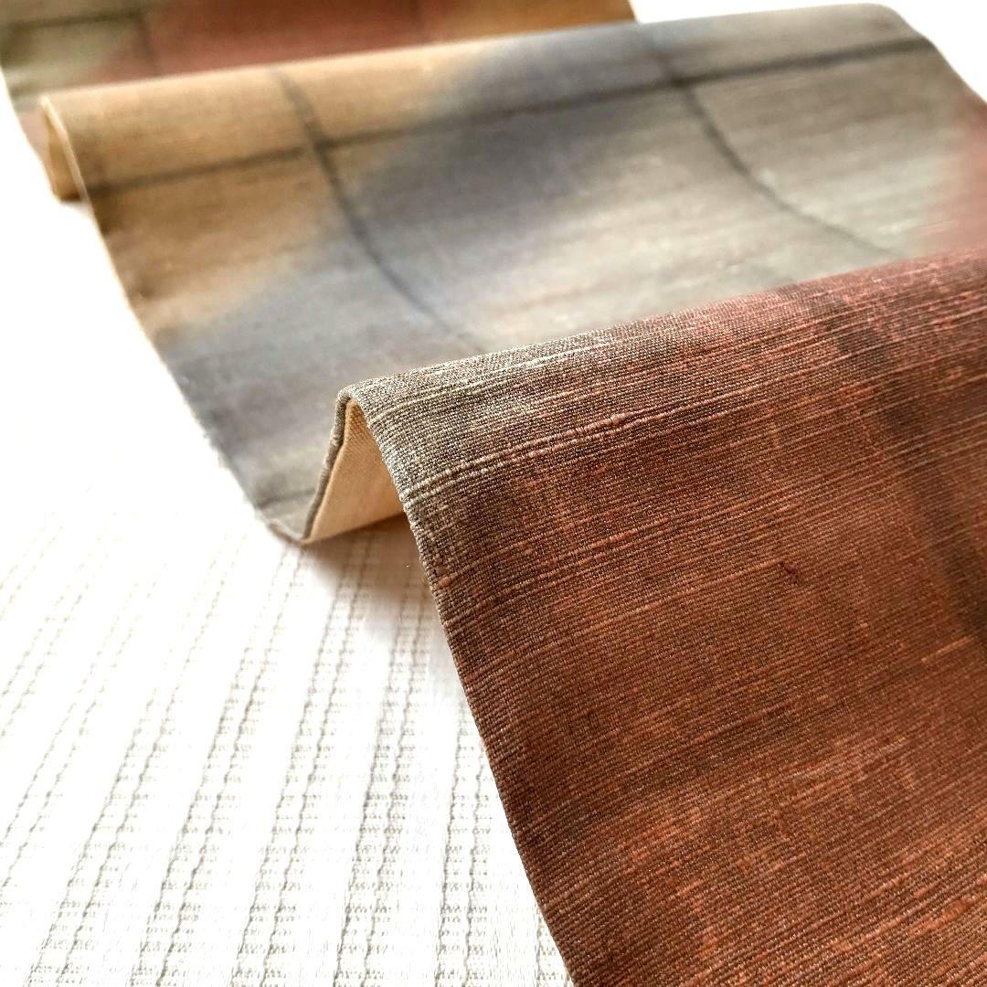 【洒落袋帯】やわらかくにじむ色彩◎和紙風の質感 くすみパステル 456cm