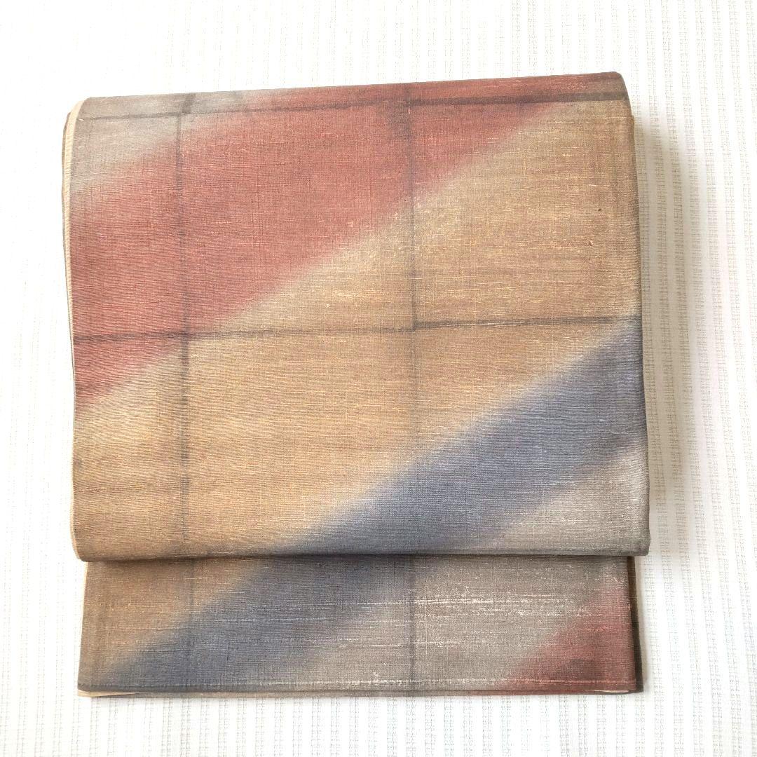 【洒落袋帯】やわらかくにじむ色彩◎和紙風の質感 くすみパステル 456cm