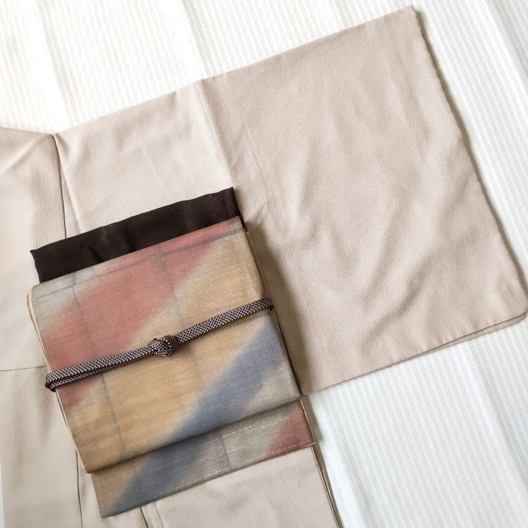 【洒落袋帯】やわらかくにじむ色彩◎和紙風の質感 くすみパステル 456cm