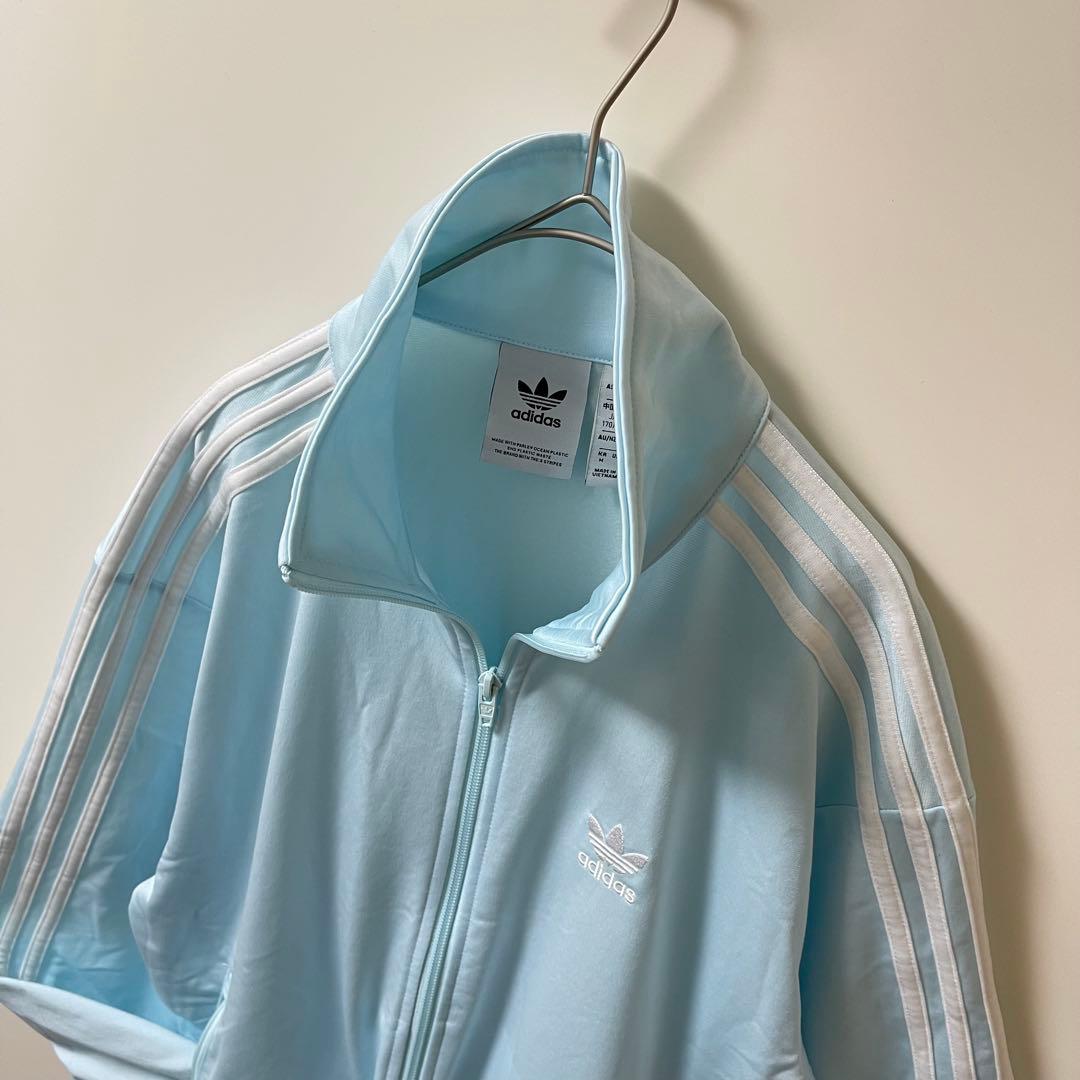 新品同様M】adidasトラックジャケット刺繍ビンテージジャージ古着女子ブルー