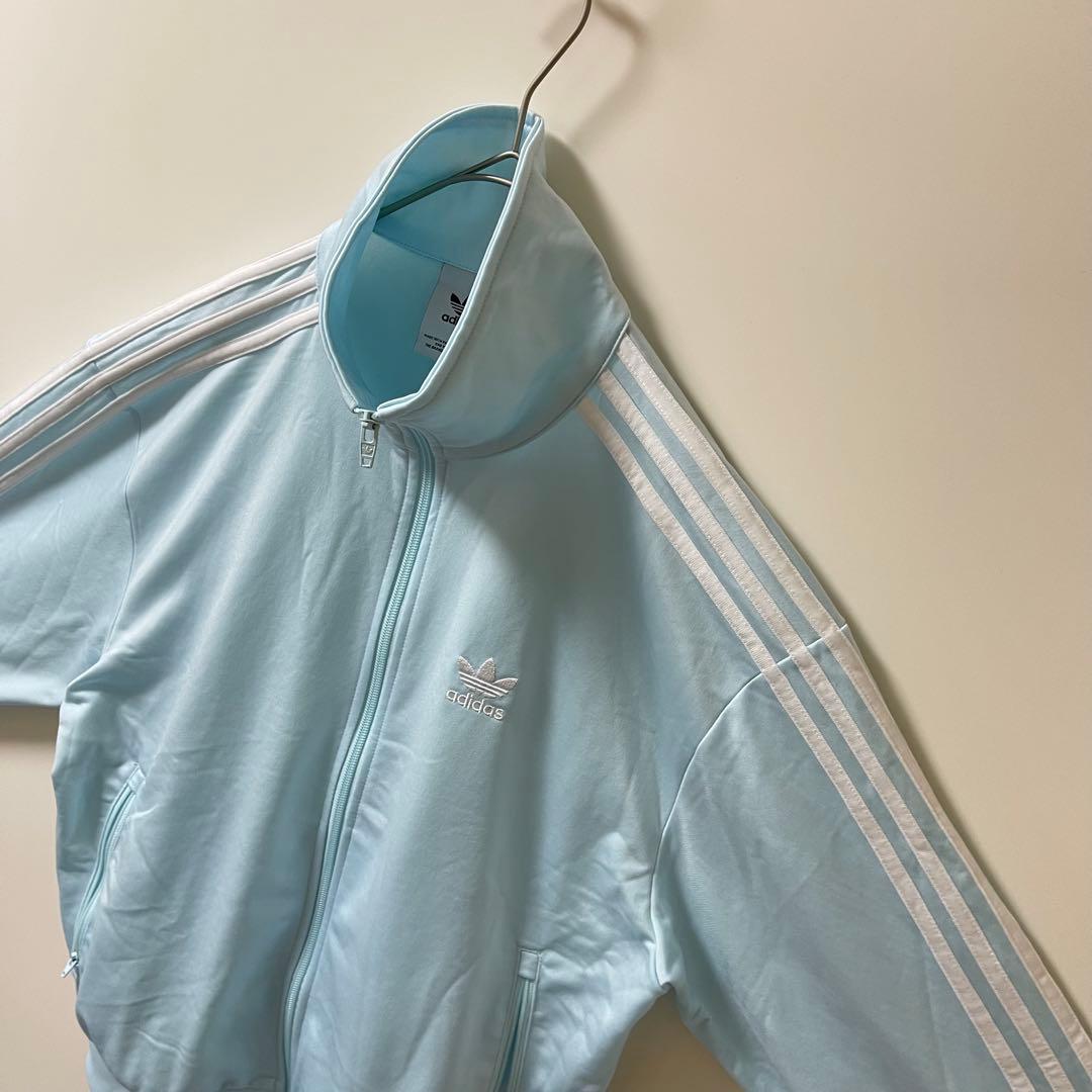 新品同様M】adidasトラックジャケット刺繍ビンテージジャージ古着女子ブルー